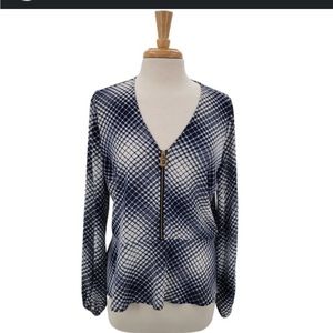 Michael kors navy‎ and white top size large